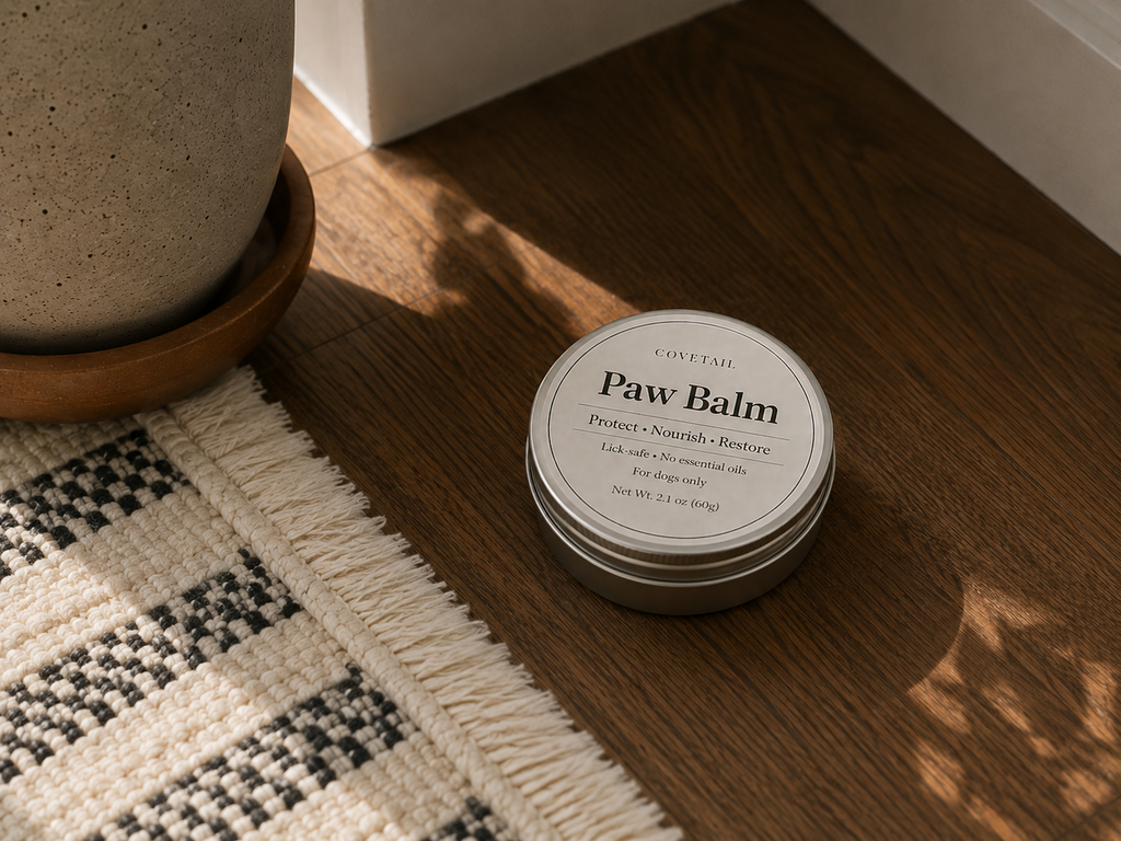 Natural dog paw balm with shea butter and botanical oils